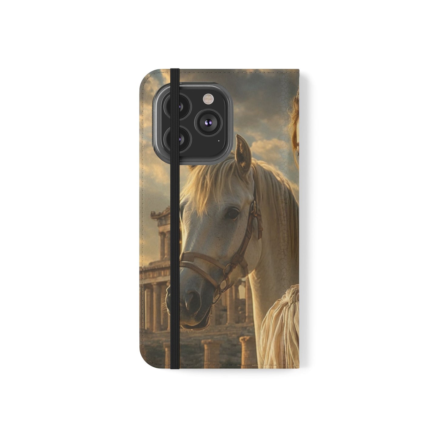 Roman Goddess Horse Portrait Flip Case — Vintage Mythic Phone Wallet
