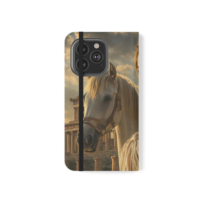 Roman Goddess Horse Portrait Flip Case — Vintage Mythic Phone Wallet