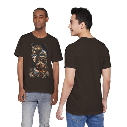 Spartan Warrior Graphic Tee — Mythic Helmet Portrait T‑Shirt
