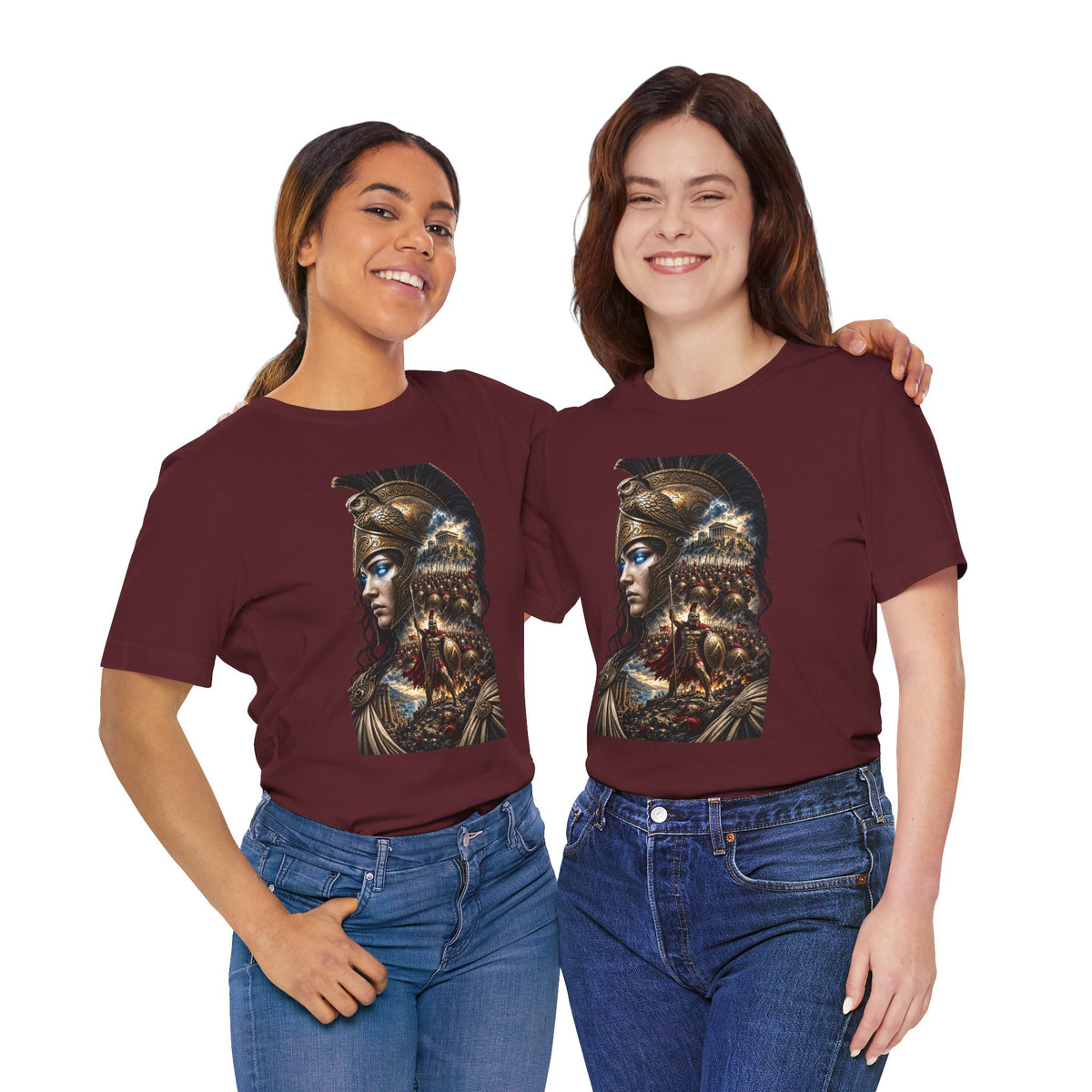 Spartan Warrior Graphic Tee — Mythic Helmet Portrait T‑Shirt