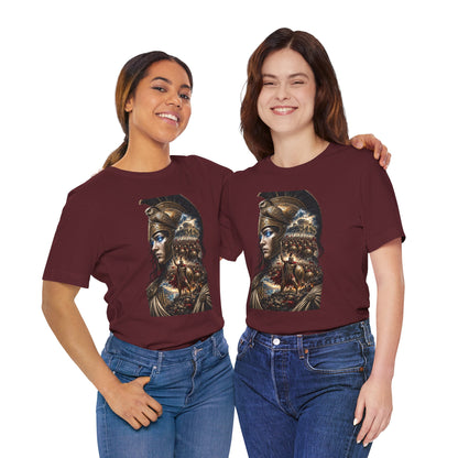 Spartan Warrior Graphic Tee — Mythic Helmet Portrait T‑Shirt