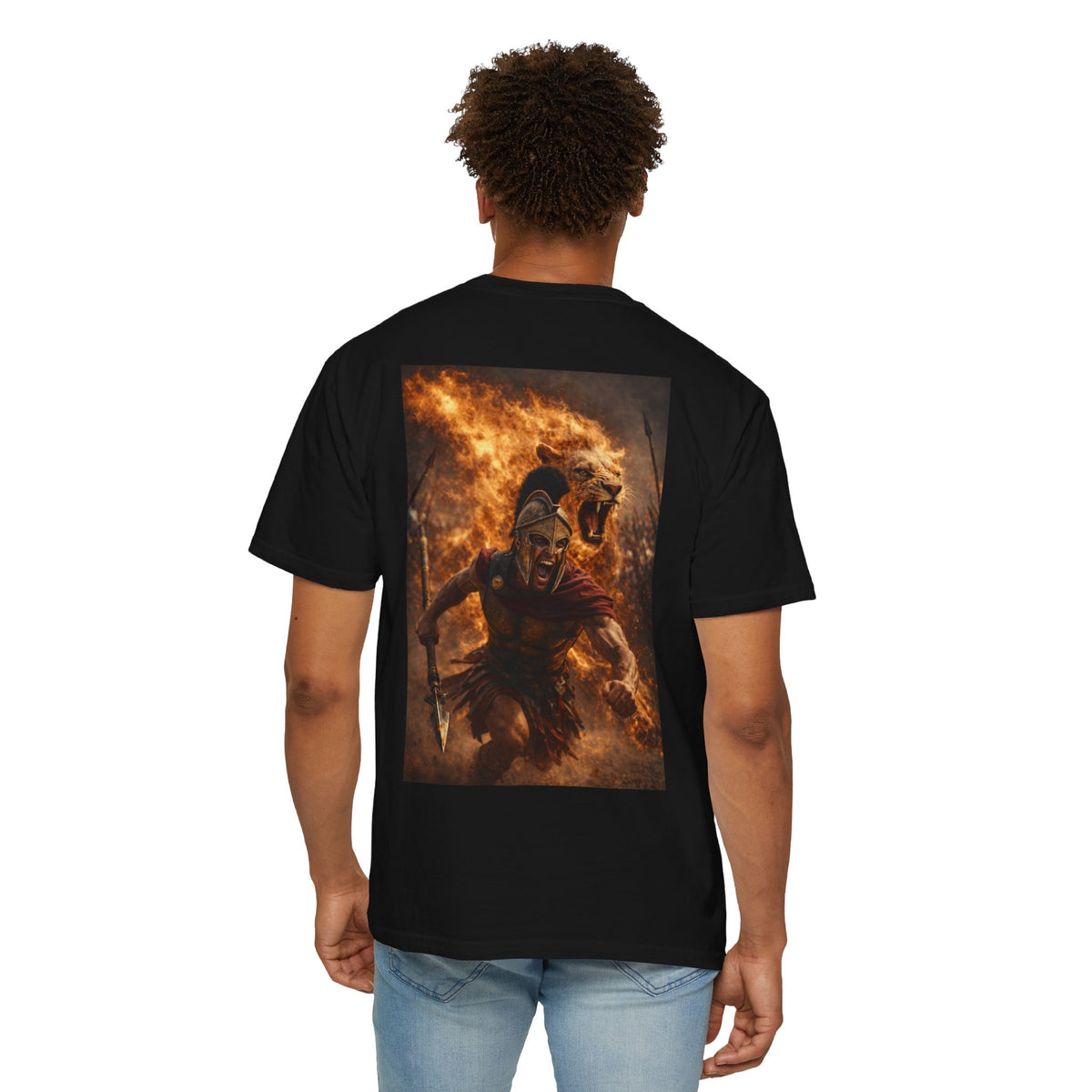 Spartan Warrior Flame Graphic T-Shirt