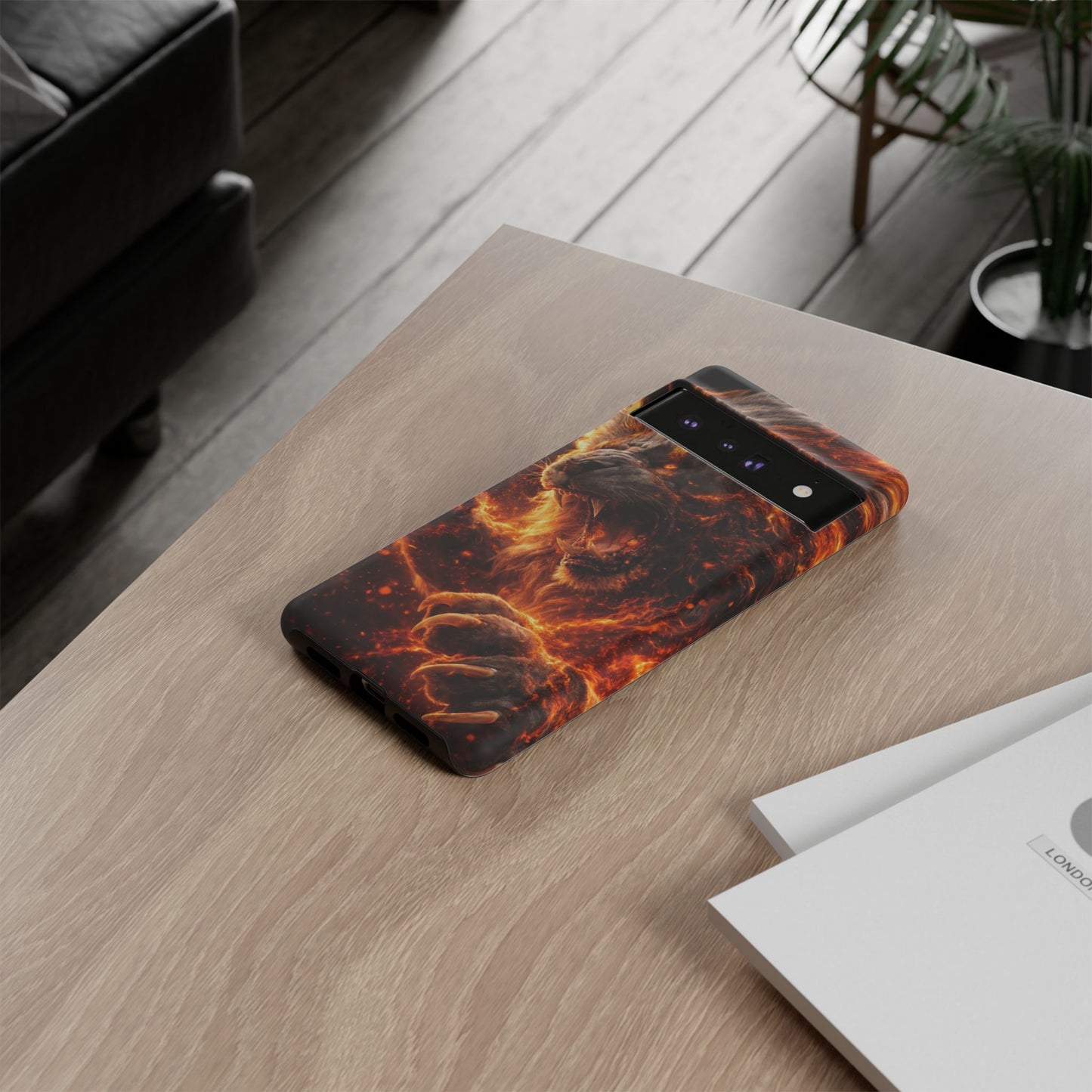Fire Lion Phone Case — Fierce Flaming Lion Armor for Smartphones