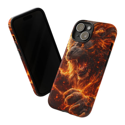 Fire Lion Phone Case — Fierce Flaming Lion Armor for Smartphones