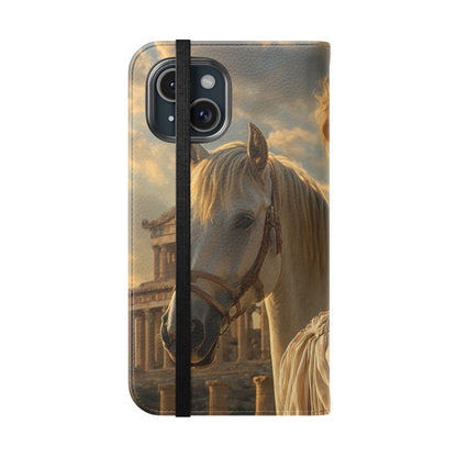 Roman Goddess Horse Portrait Flip Case — Vintage Mythic Phone Wallet