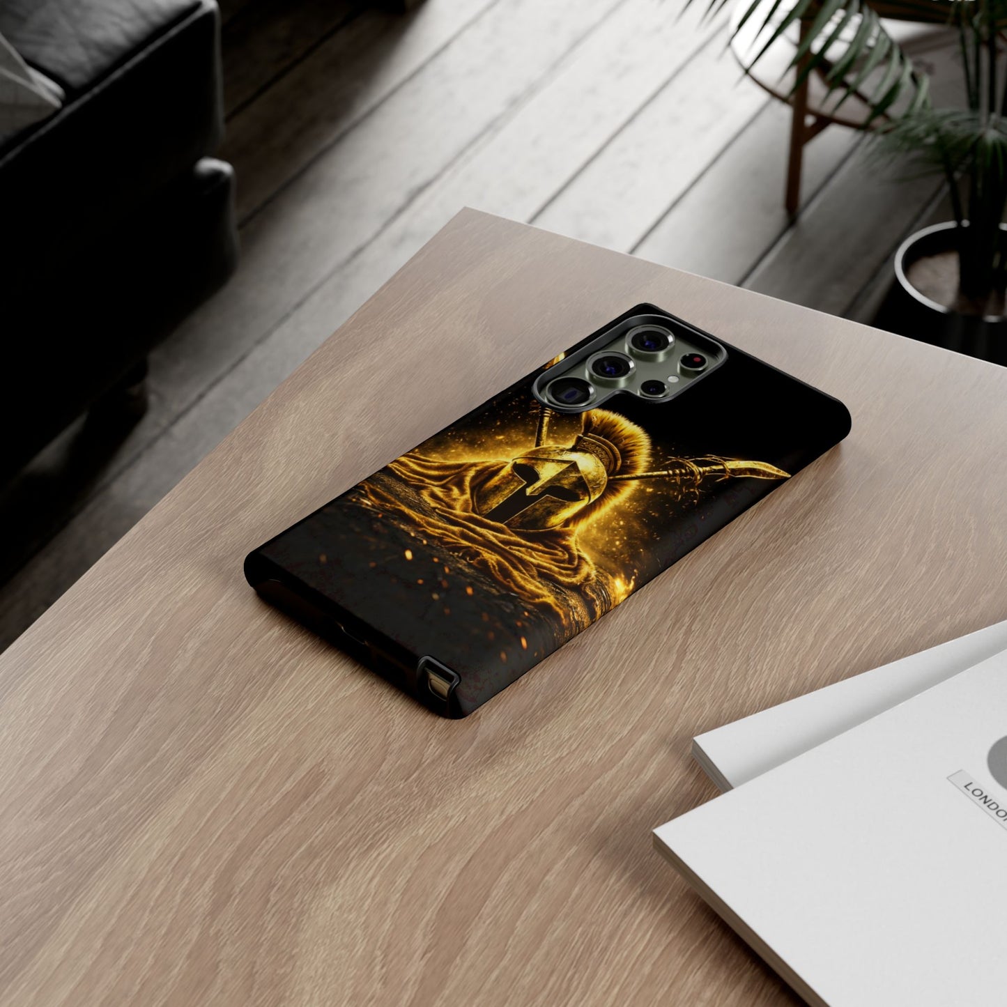 Spartan Helmet Gold Phone Case - Tough Warrior Armor Phone Cover