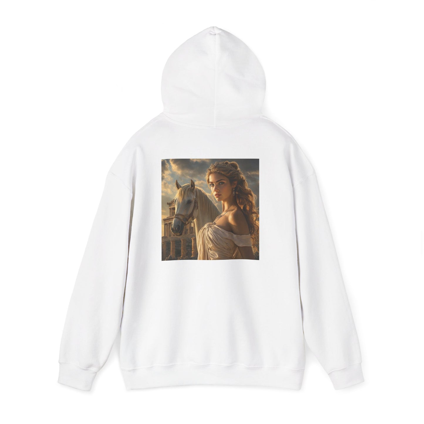 Grecian Muse Hoodie — Romantic Woman & Horse Print Pullover