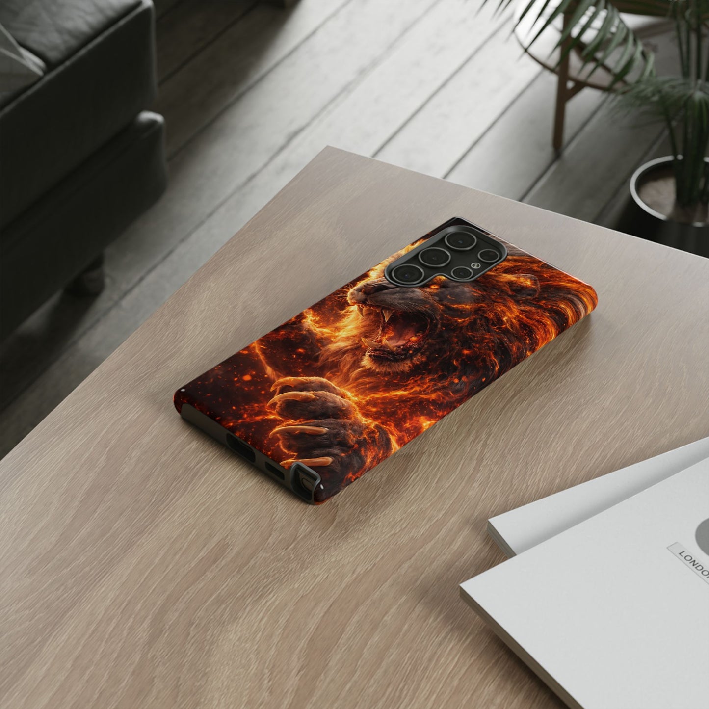 Fire Lion Phone Case — Fierce Flaming Lion Armor for Smartphones