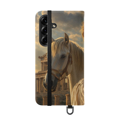 Roman Goddess Horse Portrait Flip Case — Vintage Mythic Phone Wallet