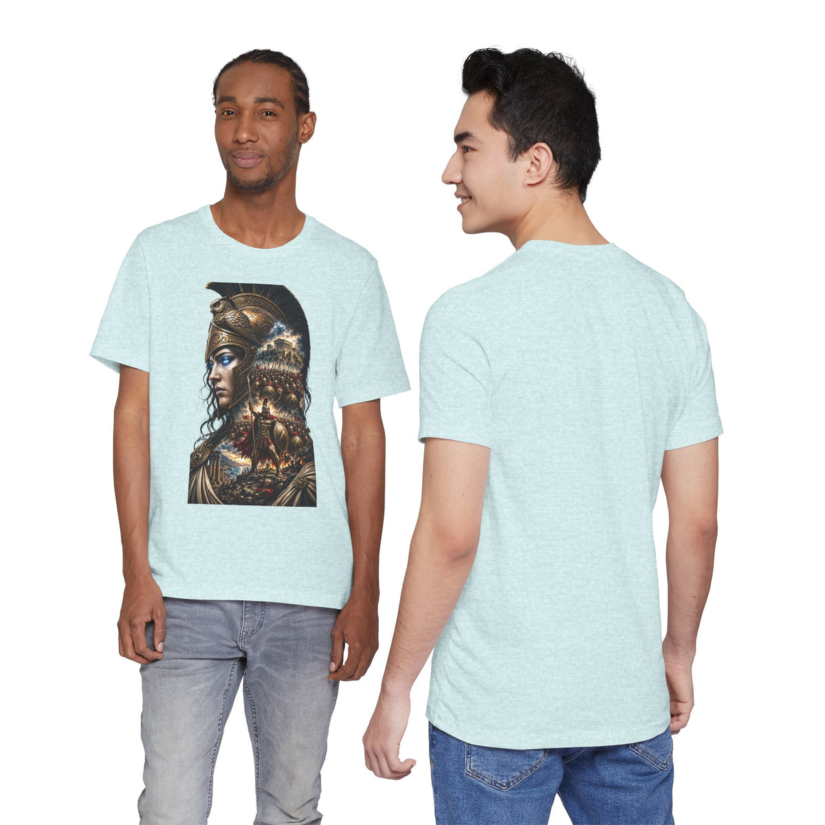 Spartan Warrior Graphic Tee — Mythic Helmet Portrait T‑Shirt