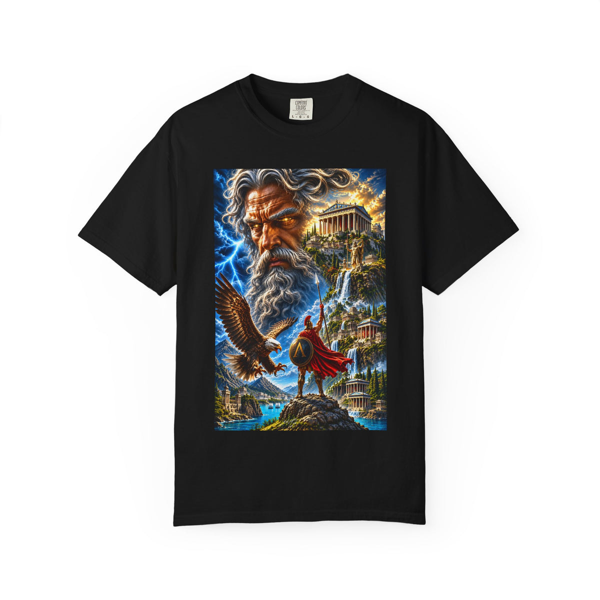 Greek Mythology T-Shirt — Zeus Lightning God Design