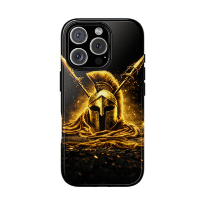 Spartan Helmet Gold Phone Case - Tough Warrior Armor Phone Cover