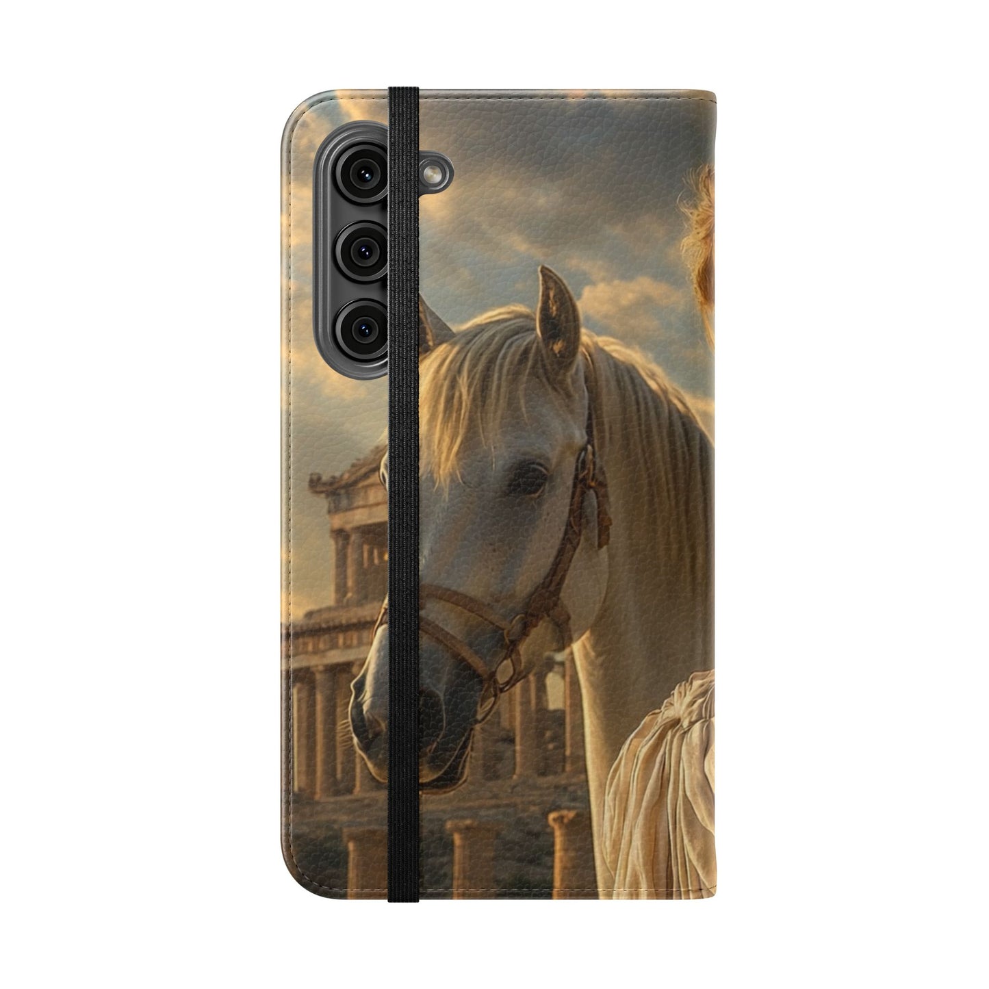 Roman Goddess Horse Portrait Flip Case — Vintage Mythic Phone Wallet
