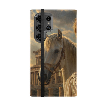Roman Goddess Horse Portrait Flip Case — Vintage Mythic Phone Wallet