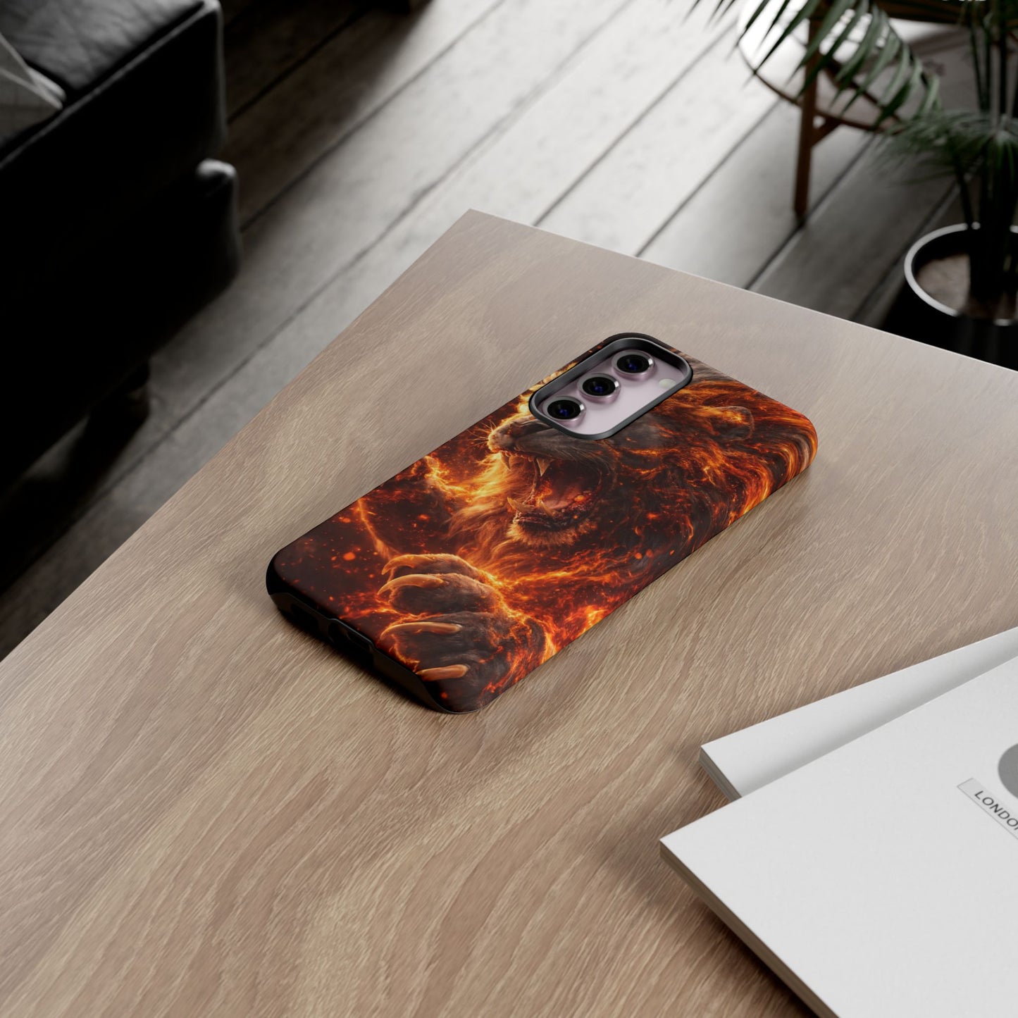 Fire Lion Phone Case — Fierce Flaming Lion Armor for Smartphones