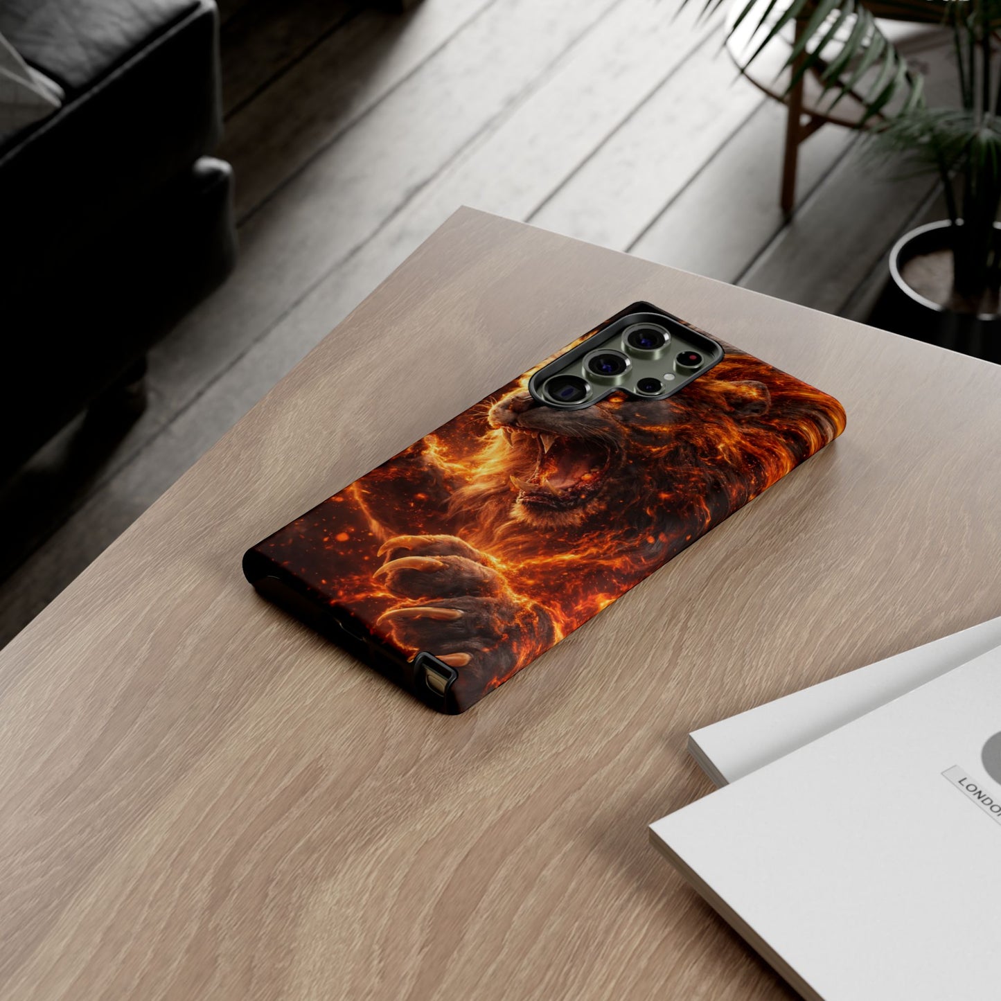 Fire Lion Phone Case — Fierce Flaming Lion Armor for Smartphones