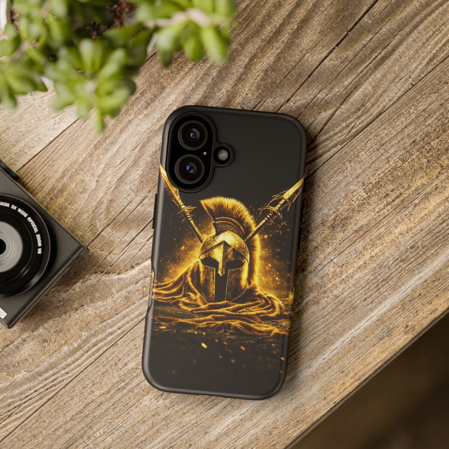 Spartan Helmet Gold Phone Case - Tough Warrior Armor Phone Cover