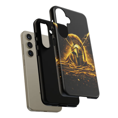 Spartan Helmet Gold Phone Case - Tough Warrior Armor Phone Cover