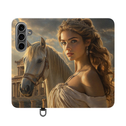 Roman Goddess Horse Portrait Flip Case — Vintage Mythic Phone Wallet