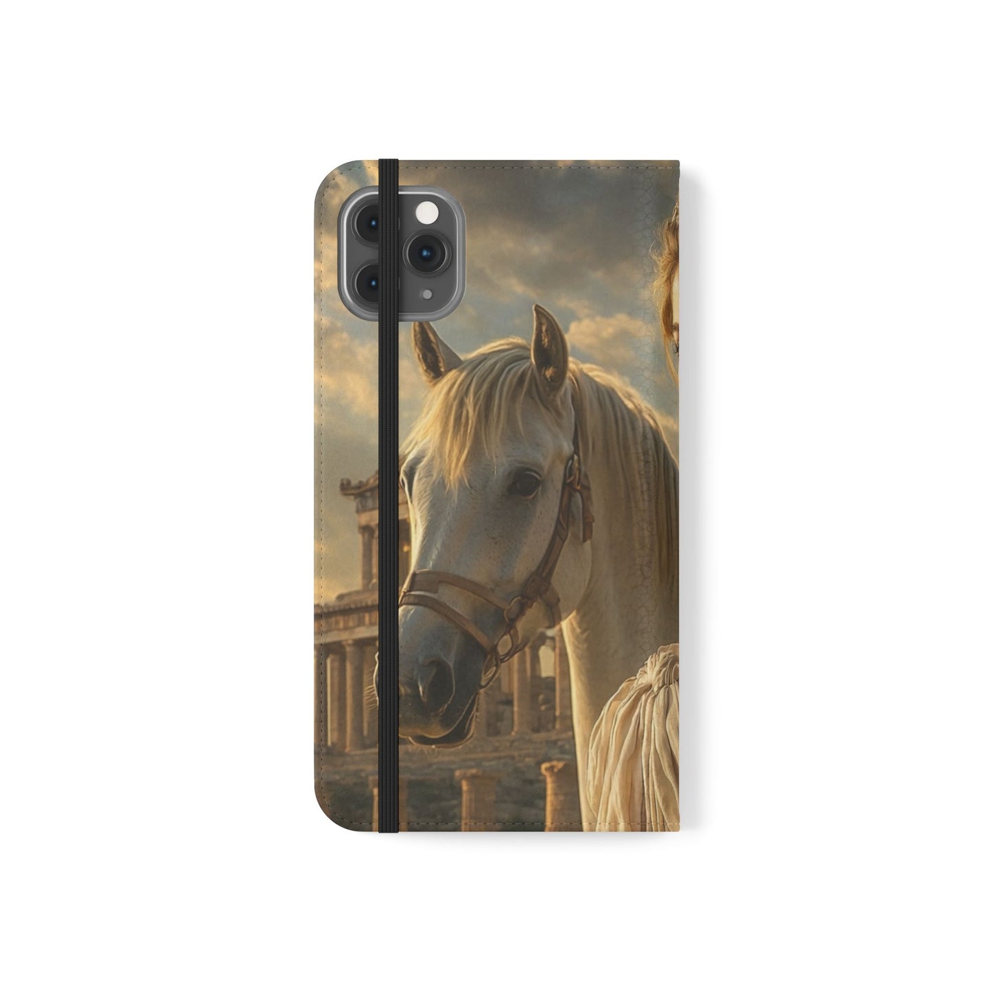 Roman Goddess Horse Portrait Flip Case — Vintage Mythic Phone Wallet