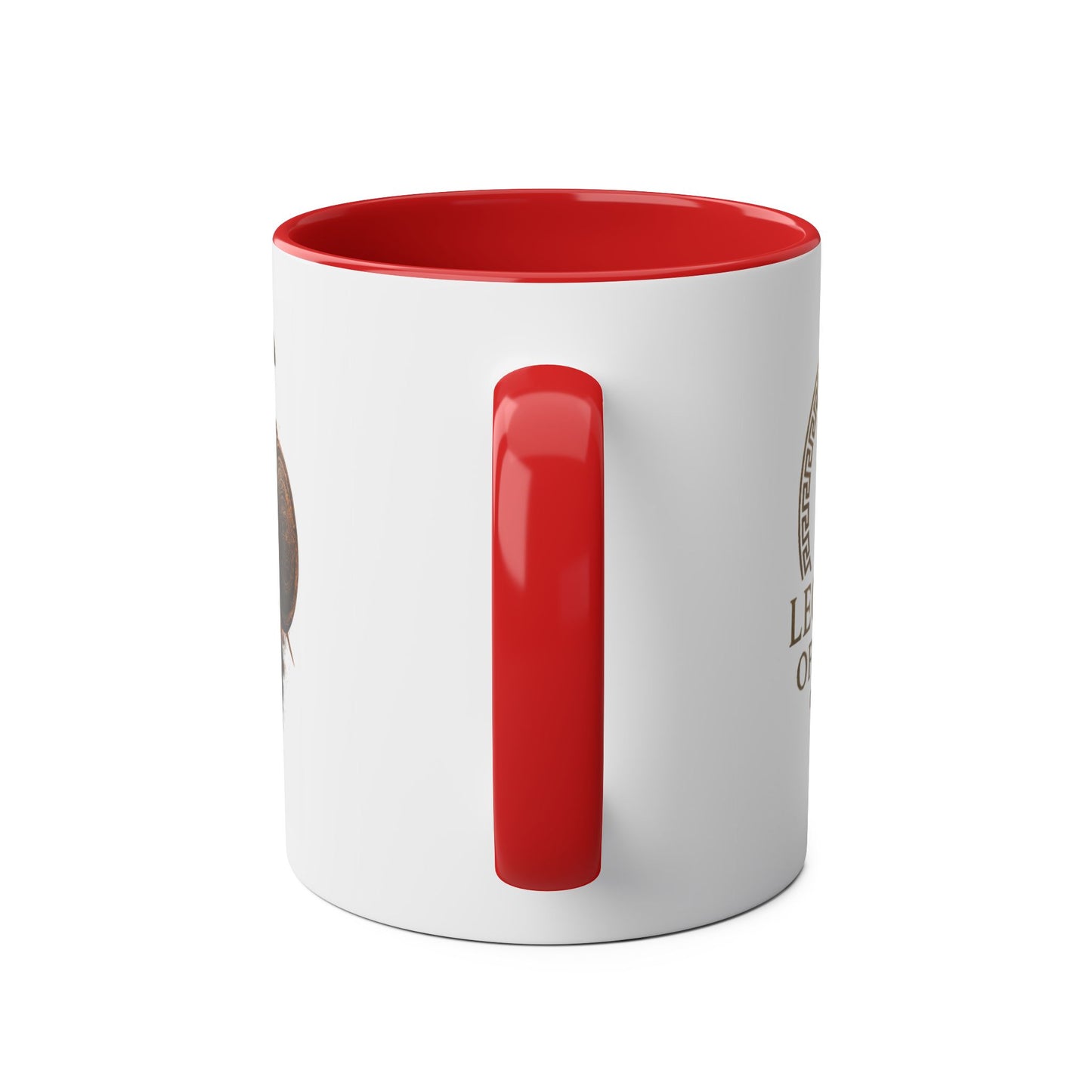 Leonidas of Sparta Coffee Mug – Two-Tone 11oz Ceramic Mug (Spartan Helmet Logo)