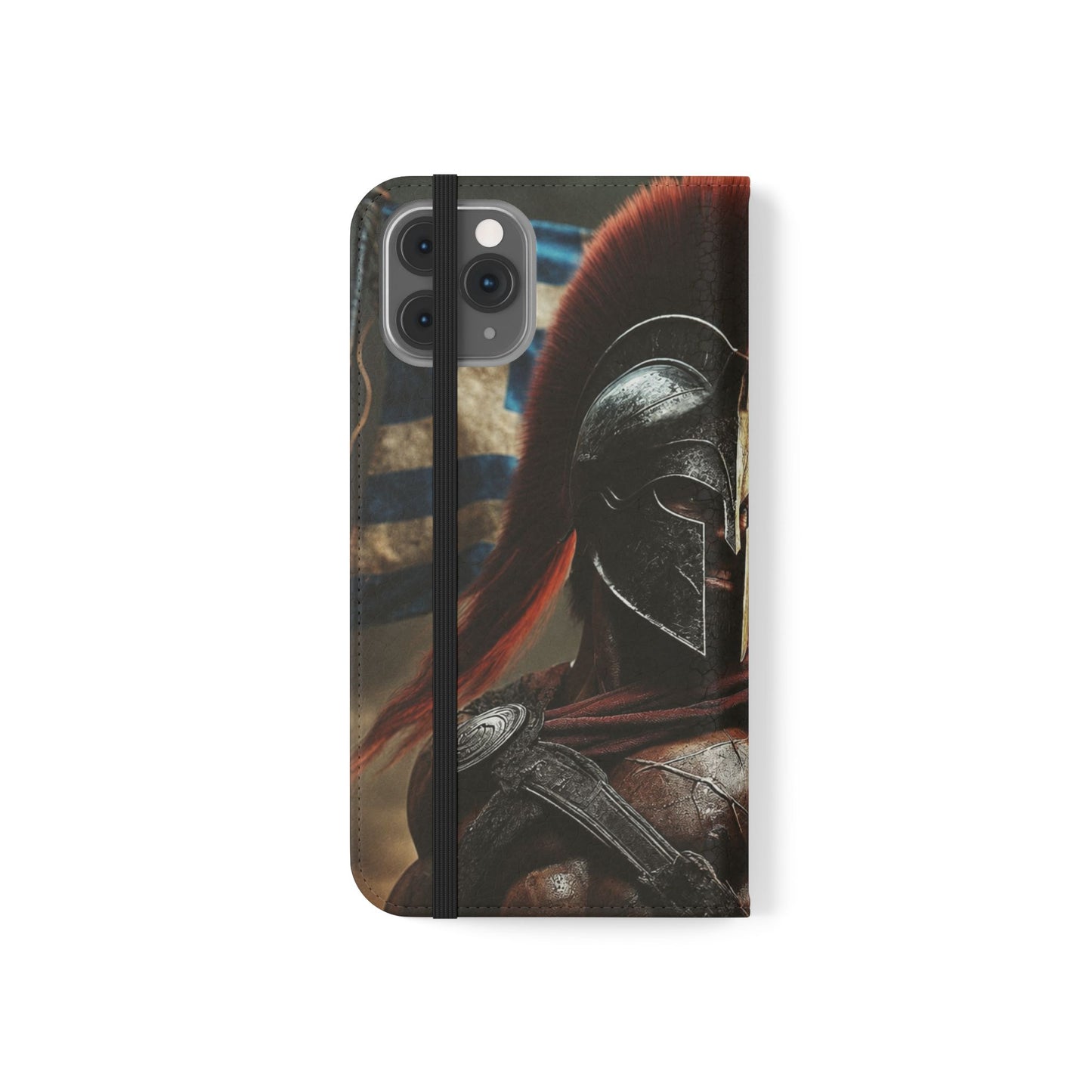 Spartan pride Flip Phone Case - Leather Wallet Flip Case with Greek Flag Design
