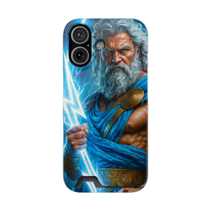 Zeus Lightning Phone Case with Card Holder — Mythic God Armor Design