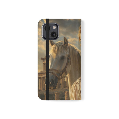 Roman Goddess Horse Portrait Flip Case — Vintage Mythic Phone Wallet