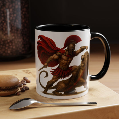 Spartan Lion Coffee Mug — Mythic Warrior Accent Mug (11 oz)