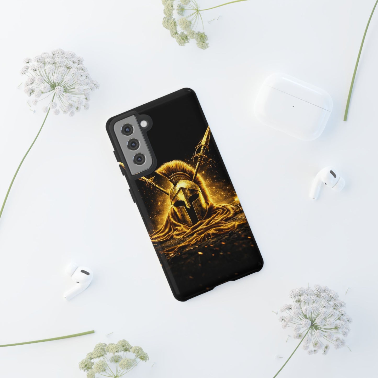 Spartan Helmet Gold Phone Case - Tough Warrior Armor Phone Cover