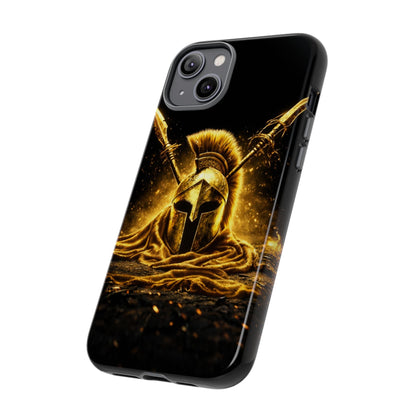 Spartan Helmet Gold Phone Case - Tough Warrior Armor Phone Cover