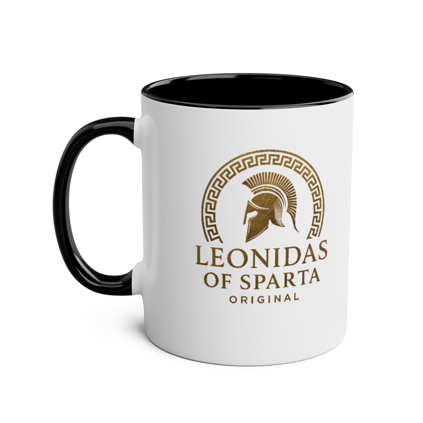 Leonidas of Sparta Coffee Mug – Two-Tone 11oz Ceramic Mug (Spartan Helmet Logo)