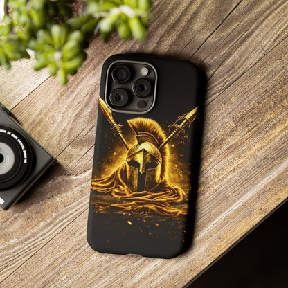 Spartan Helmet Gold Phone Case - Tough Warrior Armor Phone Cover