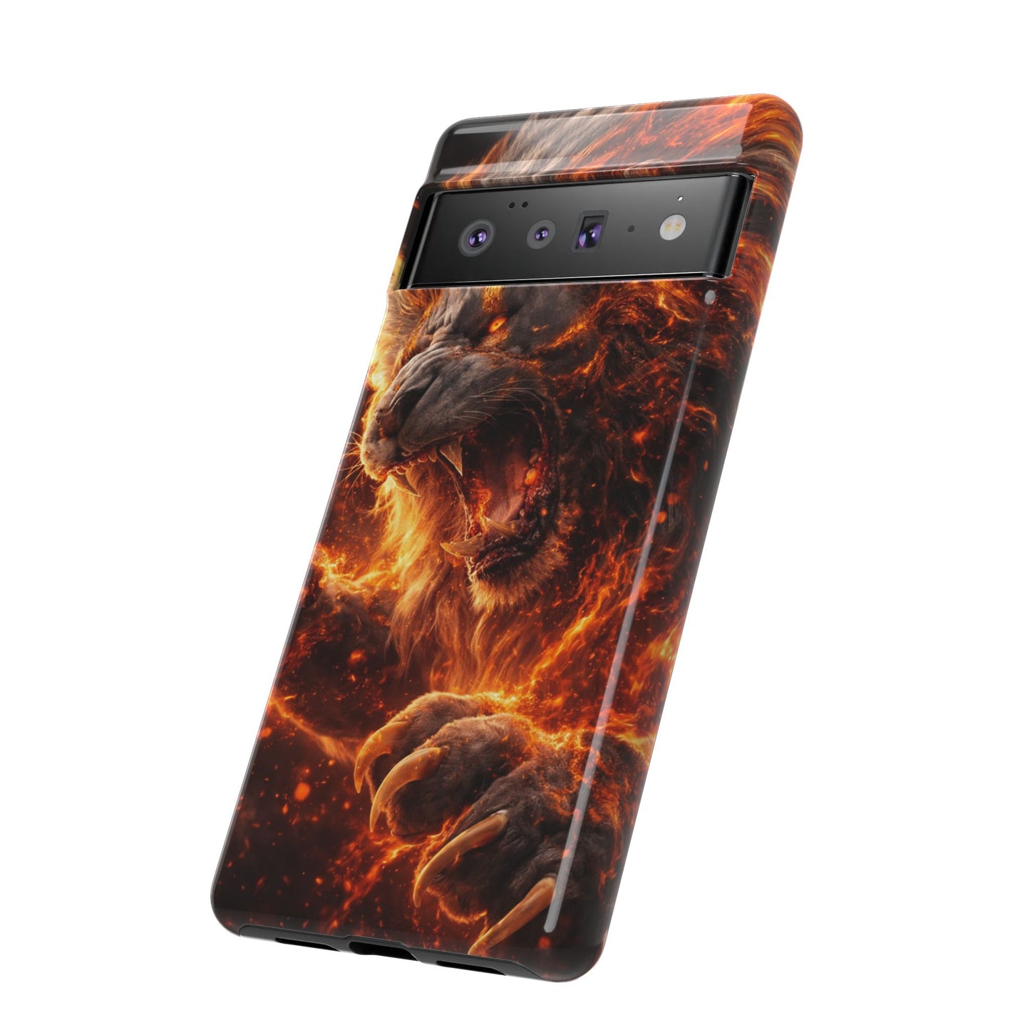 Fire Lion Phone Case — Fierce Flaming Lion Armor for Smartphones