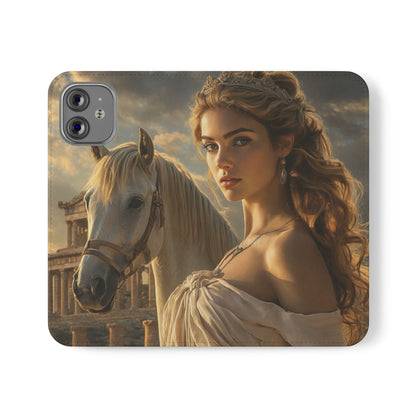 Roman Goddess Horse Portrait Flip Case — Vintage Mythic Phone Wallet
