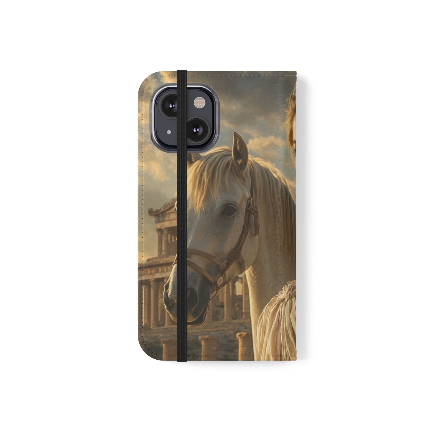 Roman Goddess Horse Portrait Flip Case — Vintage Mythic Phone Wallet