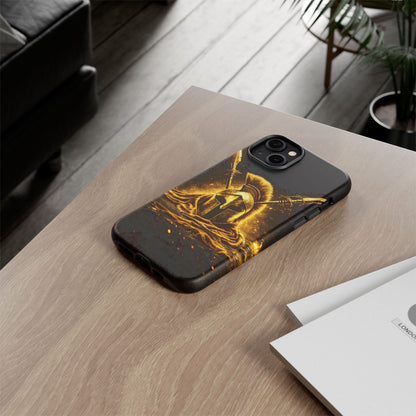 Spartan Helmet Gold Phone Case - Tough Warrior Armor Phone Cover