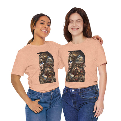 Spartan Warrior Graphic Tee — Mythic Helmet Portrait T‑Shirt
