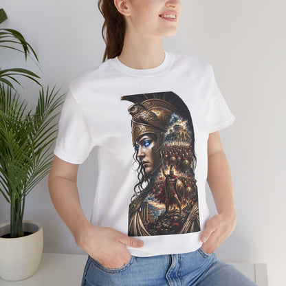 Spartan Warrior Graphic Tee — Mythic Helmet Portrait T‑Shirt