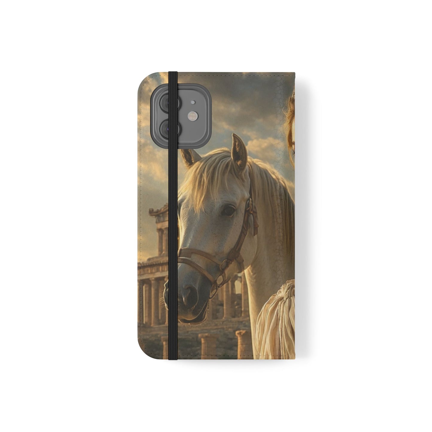 Roman Goddess Horse Portrait Flip Case — Vintage Mythic Phone Wallet
