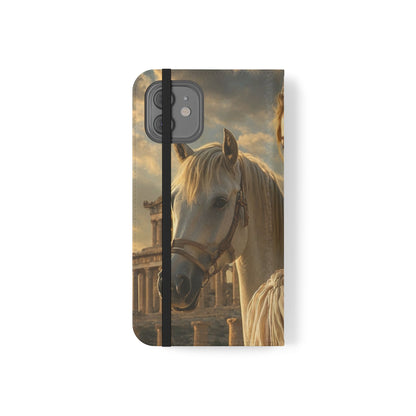 Roman Goddess Horse Portrait Flip Case — Vintage Mythic Phone Wallet