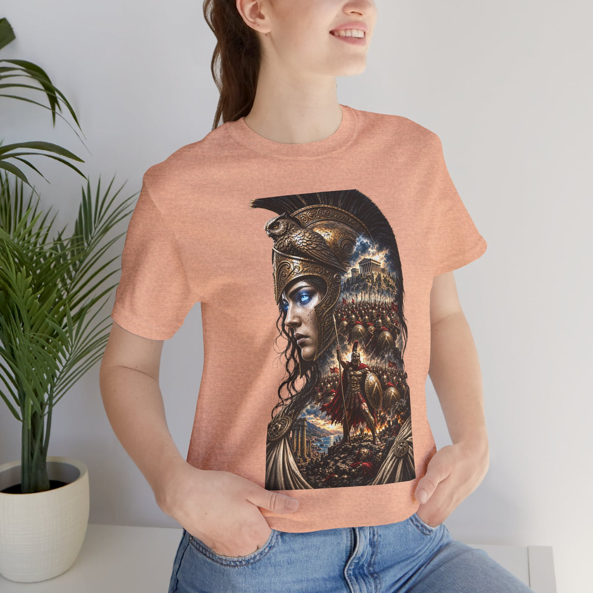 Spartan Warrior Graphic Tee — Mythic Helmet Portrait T‑Shirt