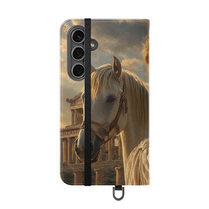 Roman Goddess Horse Portrait Flip Case — Vintage Mythic Phone Wallet