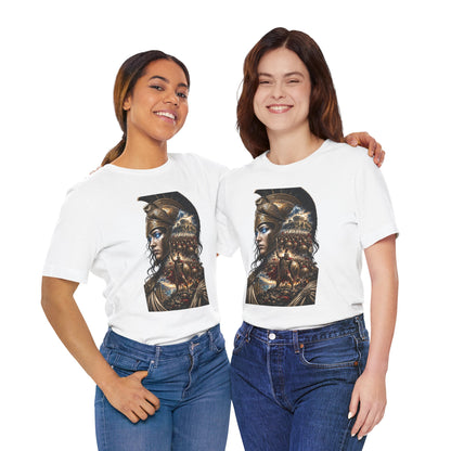 Spartan Warrior Graphic Tee — Mythic Helmet Portrait T‑Shirt