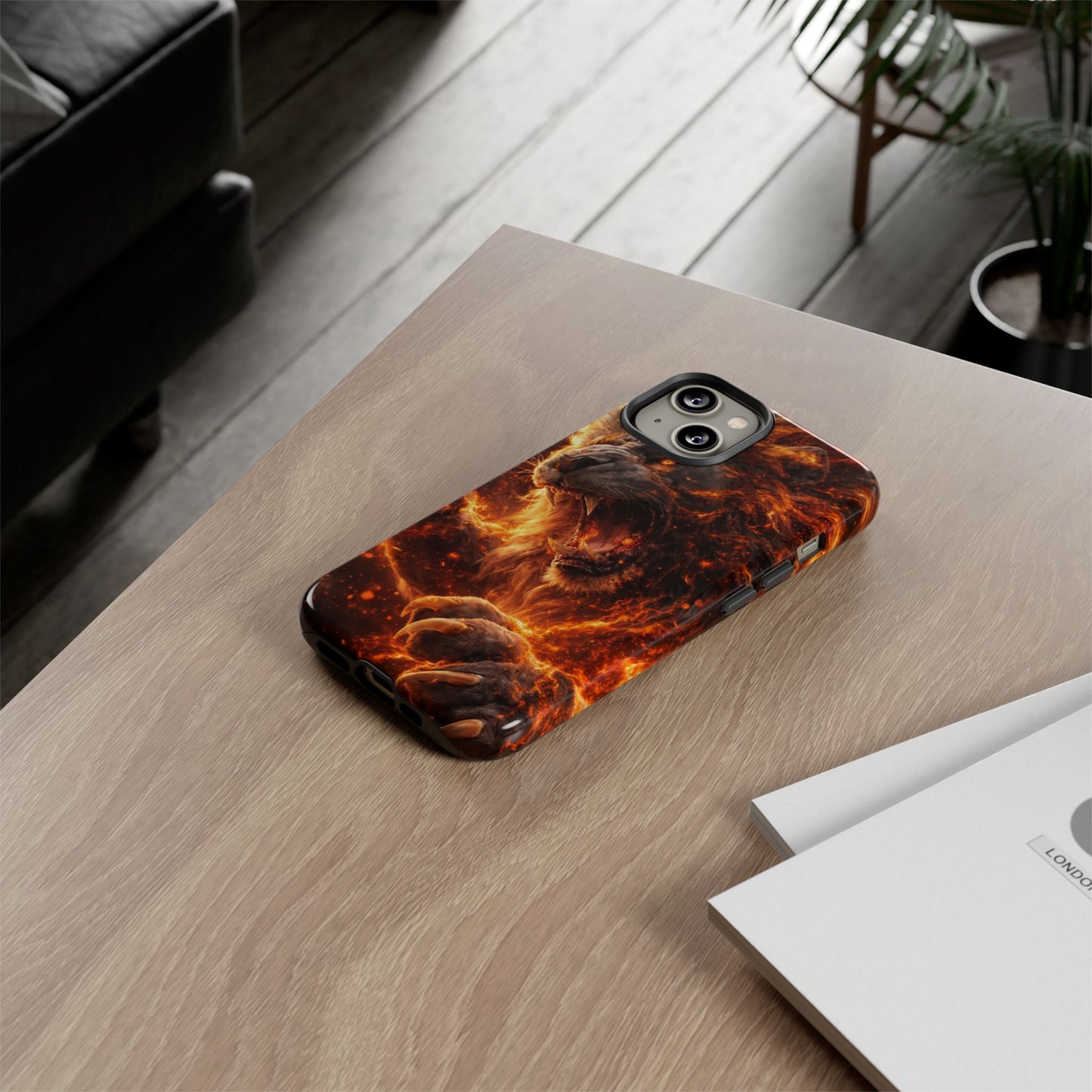 Fire Lion Phone Case — Fierce Flaming Lion Armor for Smartphones