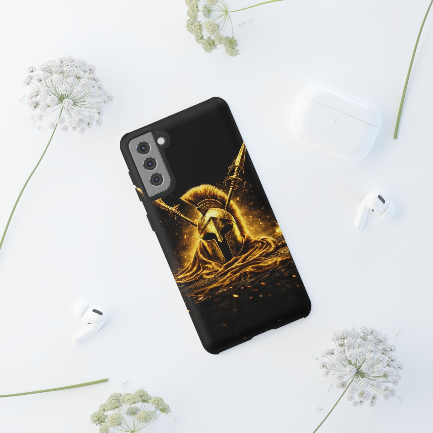 Spartan Helmet Gold Phone Case - Tough Warrior Armor Phone Cover