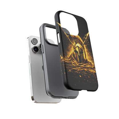 Spartan Helmet Gold Phone Case - Tough Warrior Armor Phone Cover