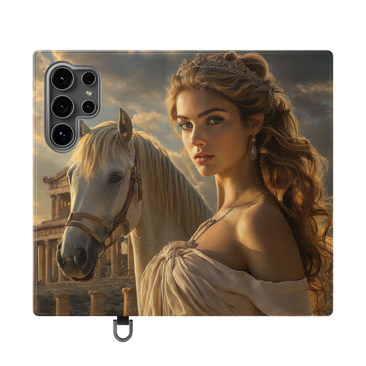 Roman Goddess Horse Portrait Flip Case — Vintage Mythic Phone Wallet