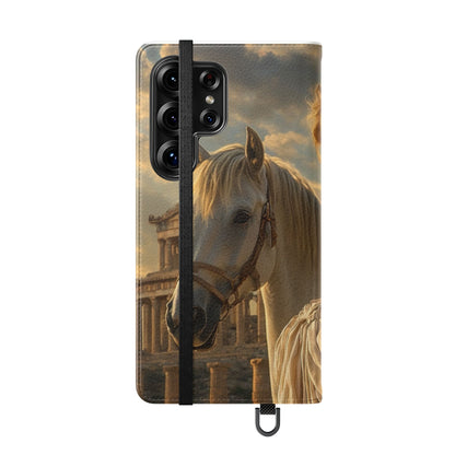 Roman Goddess Horse Portrait Flip Case — Vintage Mythic Phone Wallet