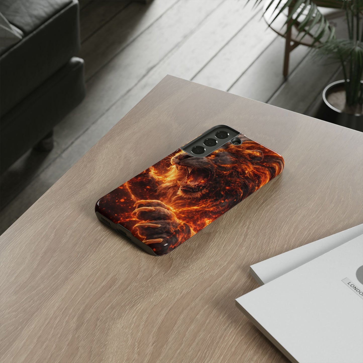 Fire Lion Phone Case — Fierce Flaming Lion Armor for Smartphones